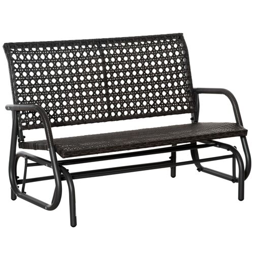 Möbel Hüsch polyrotan schommelbank 2-zits buitenterras tuin loveseat tuinschommel met rugleuning bank parkbank grijs 70 x 120 x 84 cm