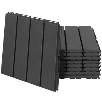 Meubles Hüsch lot de 9 rails de terrasse balcon patio 30 x 30 cm avec rails à clic intérieur et extérieur en plastique noir 1