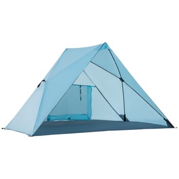 Meubles Hüsch strandtent strandtent avec UV50+ zonwerend gaasvenster draagtas tente de camping 2-3 personnes glasvezel bleu 210 x 147 x 120 cm 1