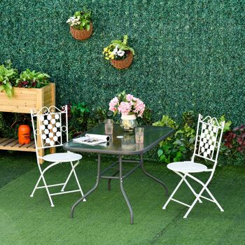 Möbel Hüsch tuintafel, table de bistro, table de balcon, tuinbijzettafel, tuinmeubelen met glassen blade, parasolgat, gehard glas + metal, koolstofgrijs, 140 x 80 x 70 cm 2