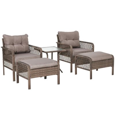 Muebles Hüsch rotan tuinmeubelen para 4 personas 5 piezas. Buitenzitset banco con mesa kruk zitgroep staal marrón 65 x 66 x 75 cm