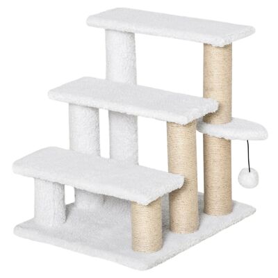Furniture Hüsch house animal trap with crab ball 3 strands cat trap dog trap animal trap pet bed plush jute white 45 x 40 x 48 cm