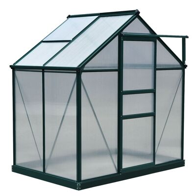 Möbel Hüsch serre aluminium broeikas met dakraam deur 190x132x201cm plantenhuis met fundering inloop tomatenhuis weerbestendig