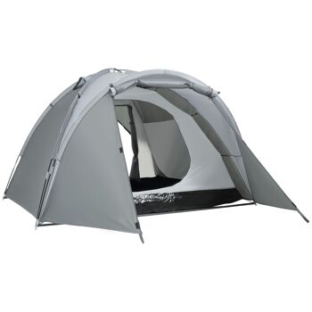 Mobilier Tente de camping Hüsch pour 2-3 personnes Rideau de verre depuis la porte avec espace grillagé rit incl. transporttas koepeletent 190T PU 2000mm verre gris 1