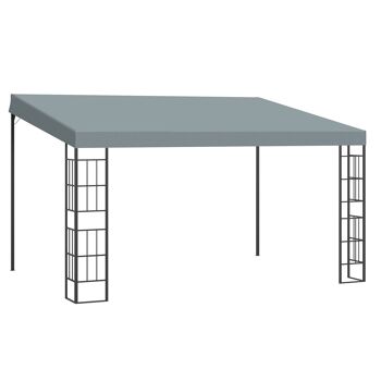 Meubles Hüsch Pergola 4m x 3m Tonnelle Tonnelle Luifel Tente Métal Polyester Grijs 1