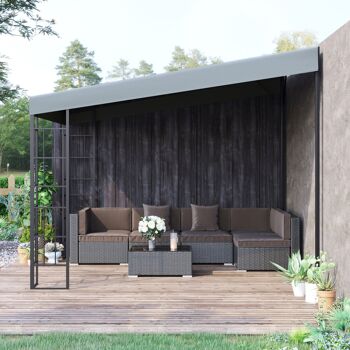 Meubles Hüsch Pergola 4m x 3m Tonnelle Tonnelle Luifel Tente Métal Polyester Grijs 2