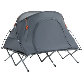 Meubles Hüsch Lit de camping avec tente, lit double pour 2 personnes, canapé avec lit pneumatique, avec tiroirs, gris 200 x 146 x 159 cm 1