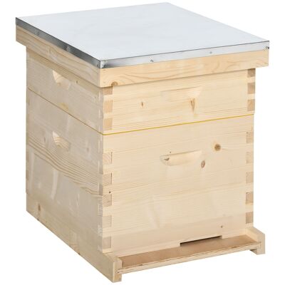 Buitenzonnige bijenkorf met 10 frames van massief hout inclusief behuizing imkerbenodigdheden naturel 58,2 x 48 x 56,6 cm