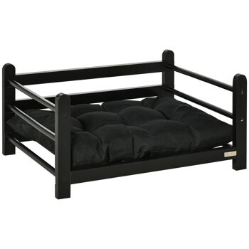 Furniture Nice verhoogde Lit pour chien avec coussins Canapé pour chien Cadre en bois Lit de maison Canapé pour chat Lit pour chat Canapé pour chien Applaats pour petits chiens Noir 65 x 51 x 32 cm 1