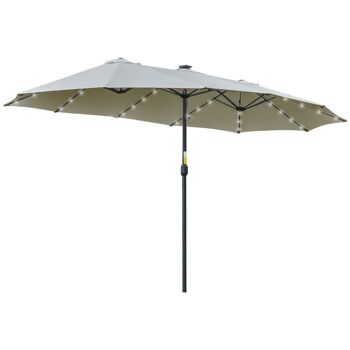 Meubles Hüsch parasol avec LED solaire 4,5 m parasol double tuinparasol parasol de marché terrasparasol grille lumineuse ovale + noir 1