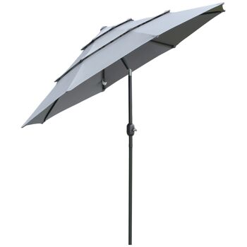 Möbel Hüsch 2,6 m parasol avec 3 laags dak, handlinger, draaibare parasol, marktparaplu, 8 baleinen, tuinparaplu avec zonwering, staal 1