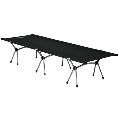 Muebles Hüsch cama de camping cama plegable abierta de aluminio con cajones en hoogte ajustable hasta 150 kg extraíble Oxford negro 190 x 65 x 38 cm