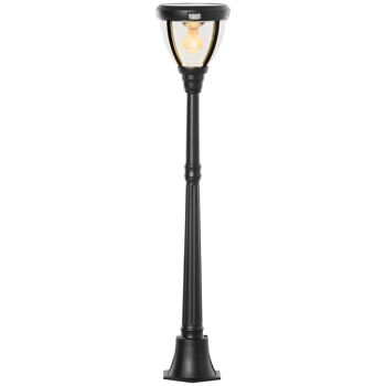 Meuble Hüsch tuinlantaarn op zonne-energie lantaarn tuinlicht lampe de table avec 31 LED 150 lumens 3000K aluminium verre dur noir 26 x 26 x 130 cm 1