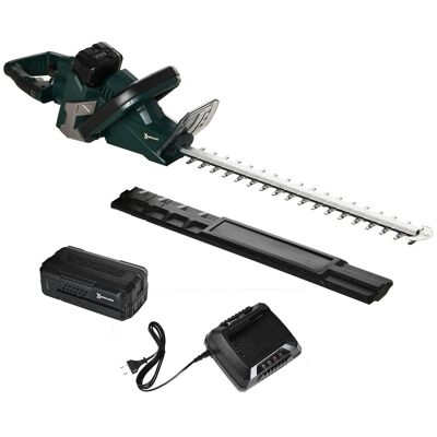 DURHAND Electric hedge cutter Snoerloos Electric hedge cutter with 350 W motor power Snoerloos 180° rotating handle 52 cm cutting length Steel ABS GreenBlack