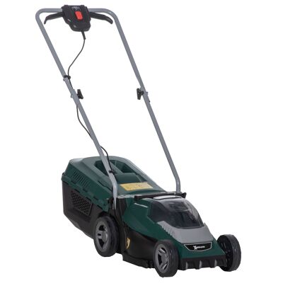 DURHAND cordless grass cutter with 32 cm cutting width, grass collection box 30 litres, height adjustment with 2.5 Ah battery and charger 120 x 38 x 98 cm
