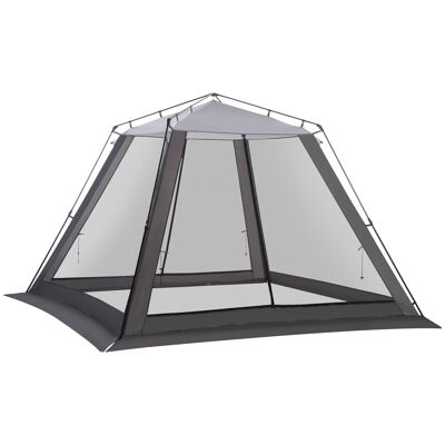 Furniture Hüsch camping tent guest tent with net walls folding for 4-6 people with hanging bags outside polyester steel 309 x 309 x 218 cm