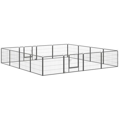 Möbel Hüsch puppyren buitenren, 16 segmenten, 60 cm hoog, box voor huisdieren, puppy's, hek, box, outdoor, ontwerpbaar, met 2 deuren, staalgrijs
