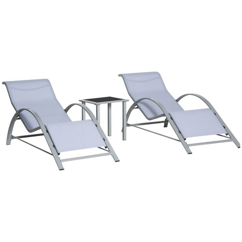 Buitenzonnig 3 st. Tuinligstoel met tafel Tuinset Tuinmeubelen Tuintafelset Metal Mesh Grey 2 x fauteuils 1 x tafel