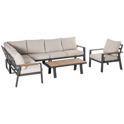 Outside sun 6 st.Garden furniture set Garden set Garden set Lounge group 2-person bench 3 single benches with coffee table Bench with lounge cushion Outdoor L-shape