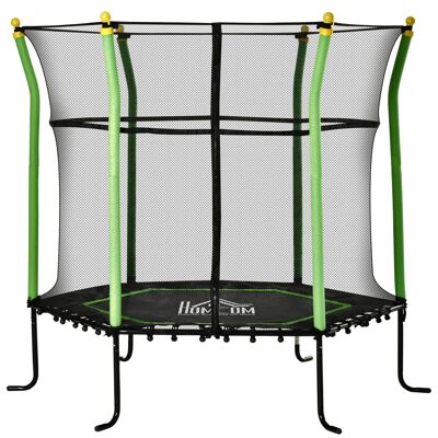 Möbel Hüsch 5.3FT trampoline voor kinderen tuintrampoline met veiligheidsnethoes rubberen touw gepolsterd fitnesstrampoline staal 163.5H cm tot 60 kg