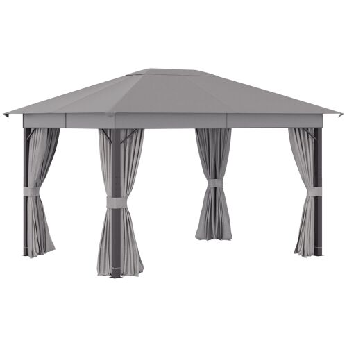 Möbel Hüsch paviljoen tuinpaviljoen 4 x 3 m tuintent feesttent partytent met 4 x zijpanelen aluminium polyester grijs