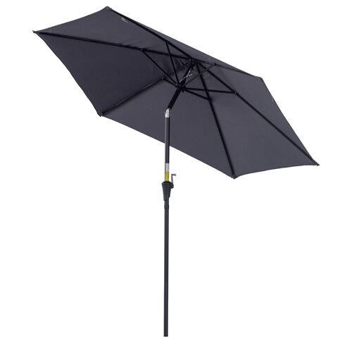 Möbel Hüsch klapparasol, tuinparasol, marktparasol met zwengel, aluminium 180/㎡polyester grijs∅2.7x2.35m