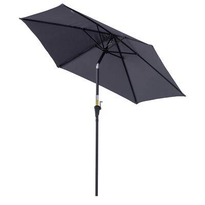 Möbel Hüsch parasol pliant, parasol tuin, parasol de marché avec zwengel, aluminium 180/㎡polyester grijs∅2.7 x 2.35m