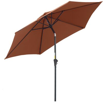 Möbel Hüsch folding parasol, garden parasol, market parasol with canopy, aluminum 180/㎡ polyester brown∅2.7x2.35m