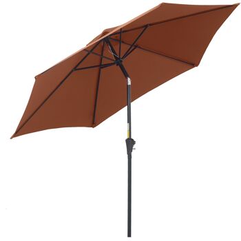 Meubles Hüsch parasol pliant, parasol tuin, parasol de marché avec zwengel, aluminium 180/㎡ polyester marron∅2.7 x 2.35m 1