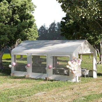 Meubles Pavillon Hüsch Tente de fête 6 mx 3 m avec pavillon réglable à deux parois votre cadre pour la famille bijeenkomsten buitenfeest wit 2