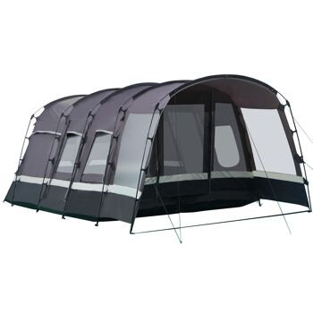 Mobilier Tente de camping Hüsch Tente tunnel pour 8 personnes avec espace pour 4 tentes familiales ramen PU3000mm pour trekking Rideau de verre en gris 580 x 320 x 215 cm 1