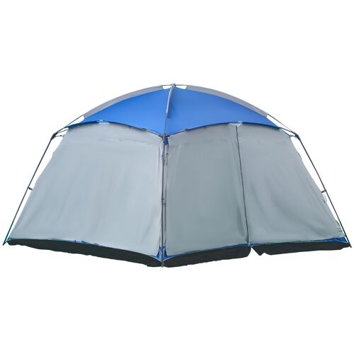 Möbel Hüsch kampeertent 8-persoons familietent koepeltent met 2 ramen PU3000mm voor trekkingfestival glasvezel blauw 360 x 360 x 200 cm