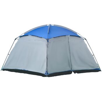 Mobilier Tente de camping Hüsch Tente familiale pour 8 personnes avec 2 cadres PU3000mm pour festival de trekking rideau de verre bleu 360 ​​x 360 x 200 cm 1