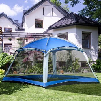 Mobilier Tente de camping Hüsch Tente familiale pour 8 personnes avec 2 cadres PU3000mm pour festival de trekking rideau de verre bleu 360 ​​x 360 x 200 cm 2