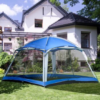 Mobilier Tente de camping Hüsch Tente familiale pour 8 personnes avec 2 cadres PU3000mm pour festival de trekking rideau de verre bleu 360 ​​x 360 x 200 cm 3
