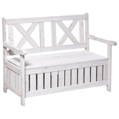 Furniture Hüsch bench with storage space 2-seat garden bench cushion storage box white 115 x 61 x 85 cm