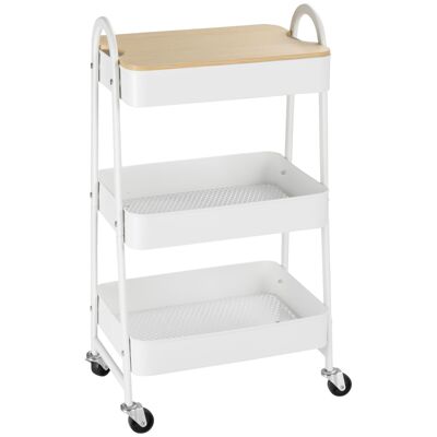 Möbel Hüsch kitchen trolley metal trolley 3-level metal with large storage space and lid for kitchens and canteens steel white 45 x 31 x 79.4 cm
