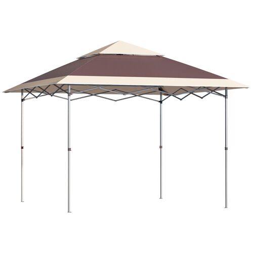 Möbel Hüsch Canopy Gazebo Pop-up tent Gazebo tas op wielen Oxford stof 12x12 ft donkerbruin + kaki