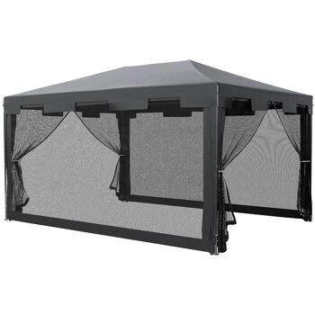 Mobilier Pavillon Hüsch Tente de fête Pavillon Tuintent Tente de fête avec paroi métallique PE blanc + noir + noir 4 x 3 m 1