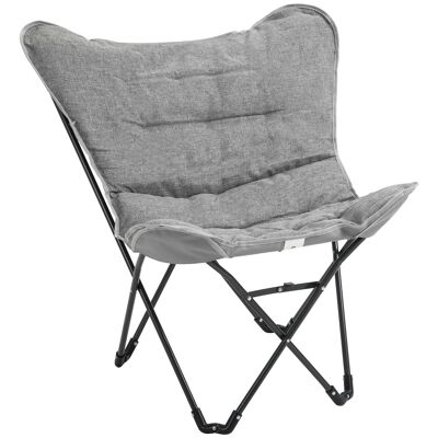 Möbel Hüsch campingstoel, draagbaar, opvouwbaar, tuinstoel, regisseursstoel, klapstoel voor picknicks buiten, max. belasting 120 kg, grijs en wit, 88 x 74 x 84 cm
