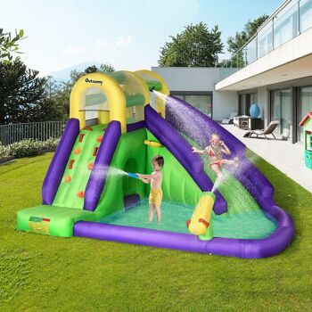 Meubles Hüsch opblaasbaar Sommier à ressorts avec soufflant Sommier à ressorts avec bain à niveau d'eau Parc aquatique XXL pour enfants de 3 à 8 ans Mur climatique 395 x 355 x 235 cm 2