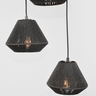 Morres Hanglamp Ibiza - Black - Jute - 3-lights