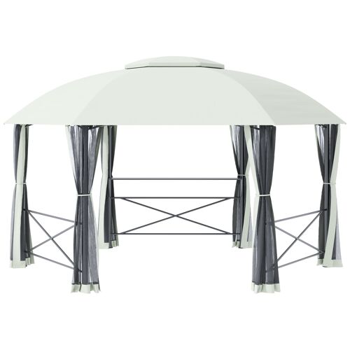 Möbel Hüsch tuinpaviljoen partytent 4 x 5 m feesttent weerbestendige waterafstotende tent met zijwanden en tweelaags dak staal + polyester