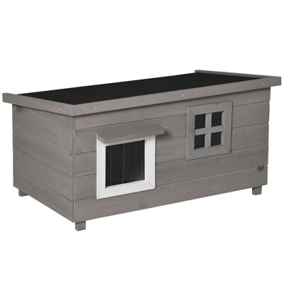Furniture Hüsch cat house cat hut with asphalt roof cat cave small animal house with window outside winter covered dense wood grey black 87 x 52 x 48 cm