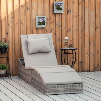 Meubles Hüsch ligstoel 2 en 1 poly rotan tuinligstoel rotan ligstoel tuinmeubel ligstoel avec revêtement 5 niveaux réglable opvouwbaar 200 x 60 x 40 cm 3