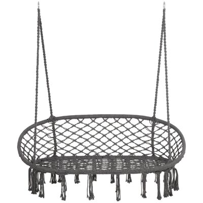 Meuble Hüsch hangstoel 2-zits avec plafondhaak suspendu hangligbed zwevend ligbed dubbel ligbed dubbel lounge lounge gris 130 x 70 x 35 cm