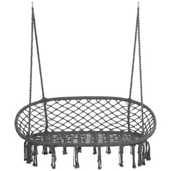 Meuble Hüsch hangstoel 2-zits avec plafondhaak suspendu hangligbed zwevend ligbed dubbel ligbed dubbel lounge lounge gris 130 x 70 x 35 cm 1