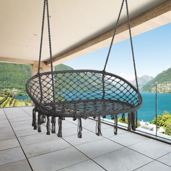 Meuble Hüsch hangstoel 2-zits avec plafondhaak suspendu hangligbed zwevend ligbed dubbel ligbed dubbel lounge lounge gris 130 x 70 x 35 cm 2