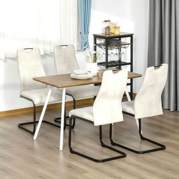 Meubles Hüsch eetkamerstoelen sledestoel lot de 4 keukenstoelen sledestoelen ergonomique pour un eetkamer polyester acier beige 2