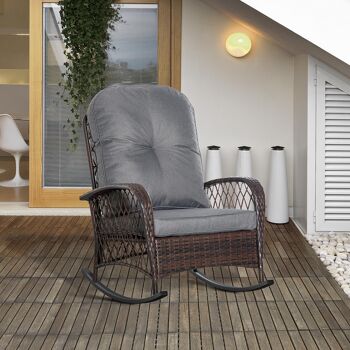 Meubles Hüsch chaise longue en rotin poly, chaise longue, tuinstoel avec coussins, meubles de salon, meubles de tuin, meubles de terrasse, bruin, 75 x 103 x 96 cm 2